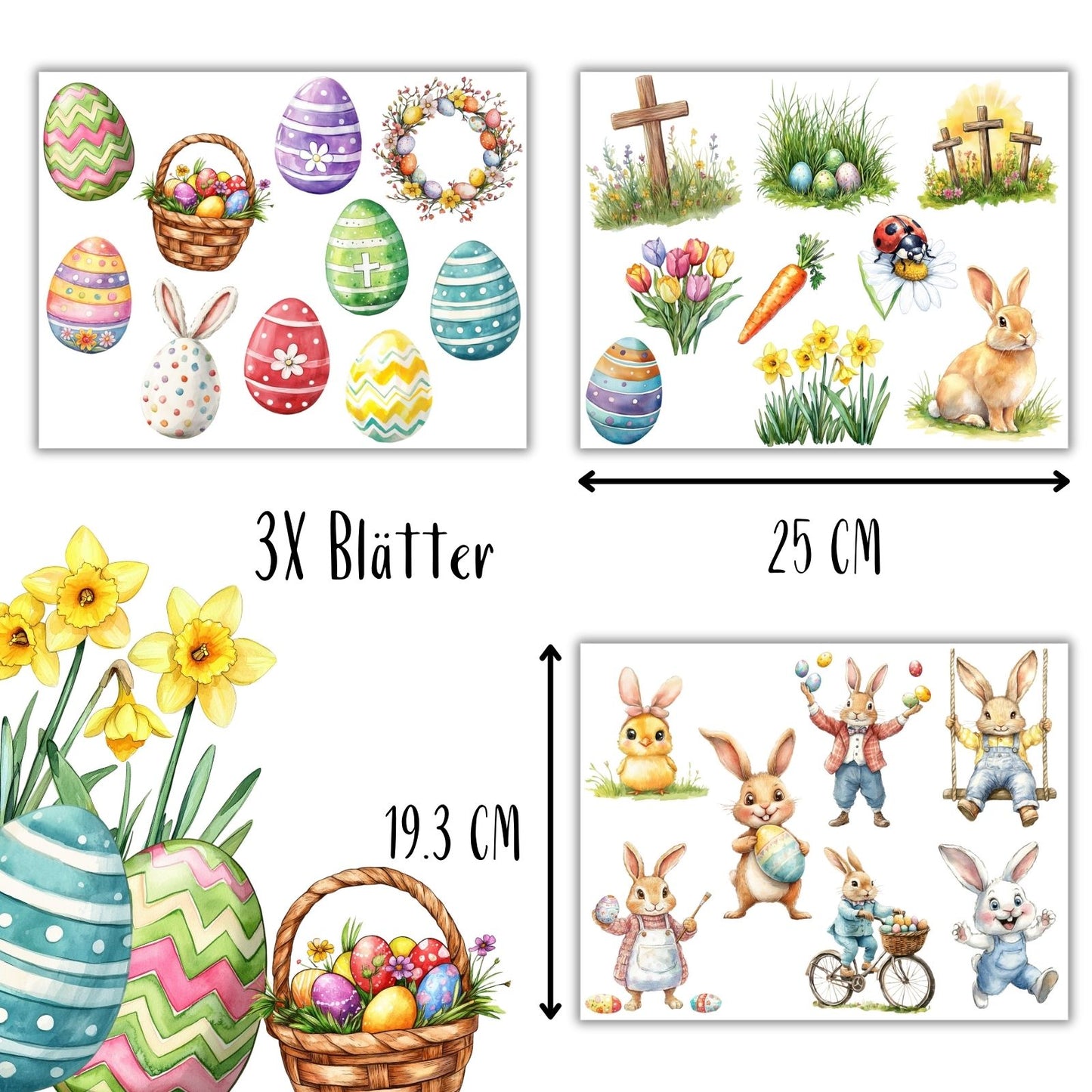 Ostern Bügelbilder 3er Set