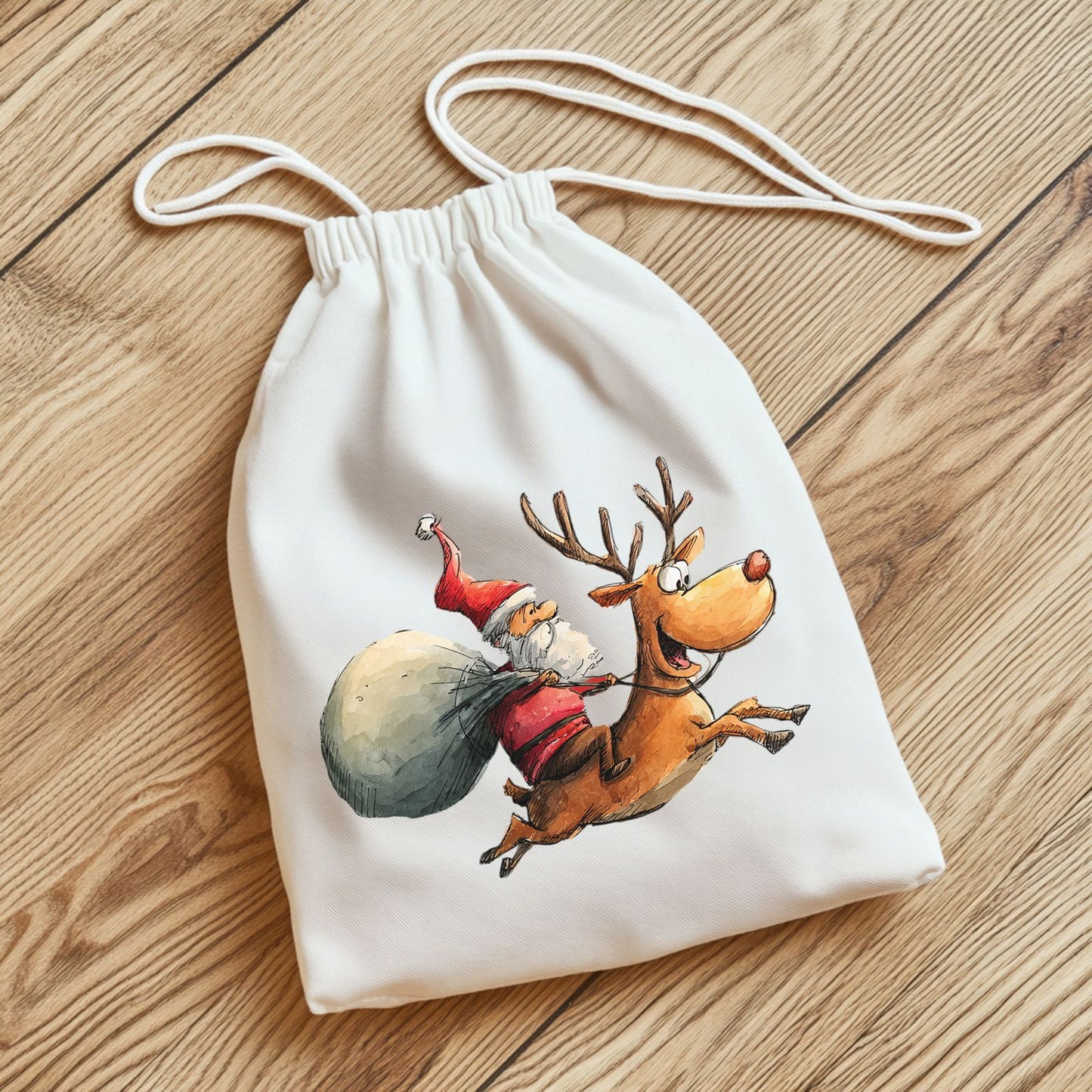 Bügelbild Weihnachtsmann & Rentier