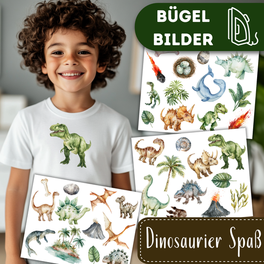 Dinosaurier Spaß Bügelbilder 3er Set