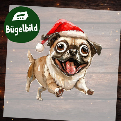 Bügelbild Weihnachtsmops