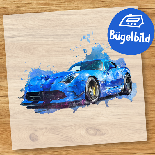 Blauer Sportwagen Bügelbild