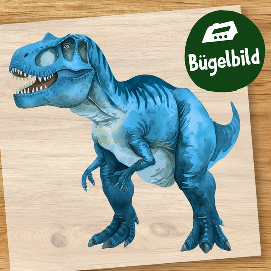 Cooler Blauer T-Rex Bügelbild