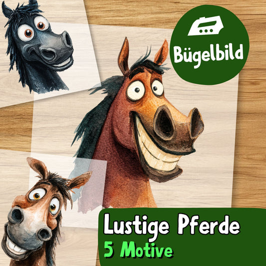 Bügelbild Lustiges Pferd 5 Motive