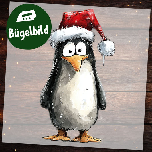 Bügelbild Pinguin Weihnachten