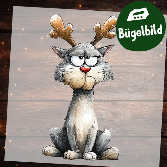 Weihnachtskatze Bügelbild