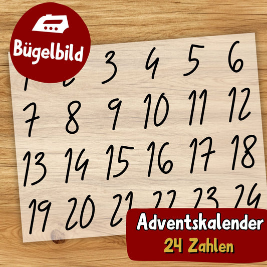 Bügelbilder Adventskalender Zahlen 1-24