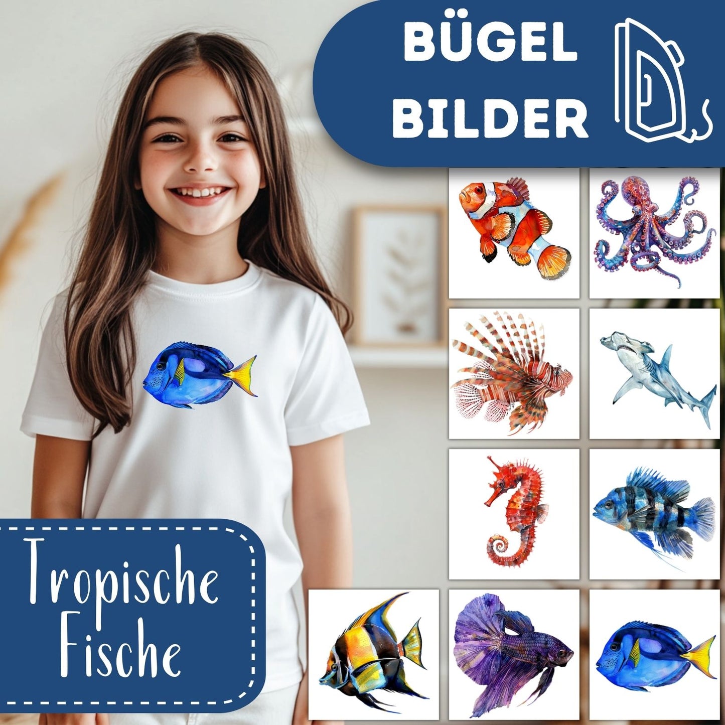 9 Tropische Fische Bügelbilder