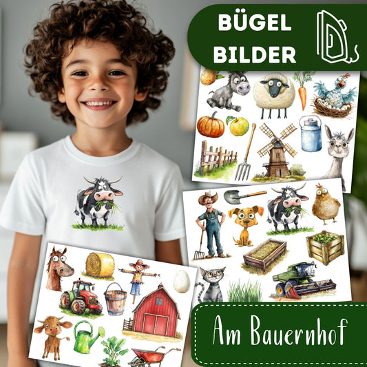 Bauernhof Bügelbilder 3er Set