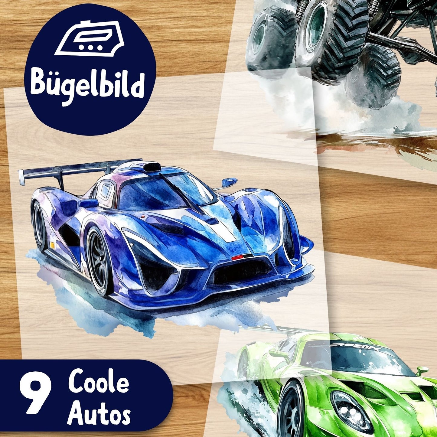 Coole Autos Bügelbilder