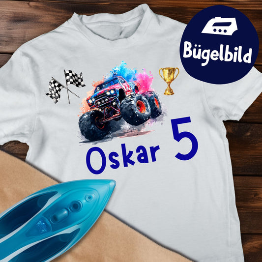 Monstertruck Bügelbild, Personalisiert