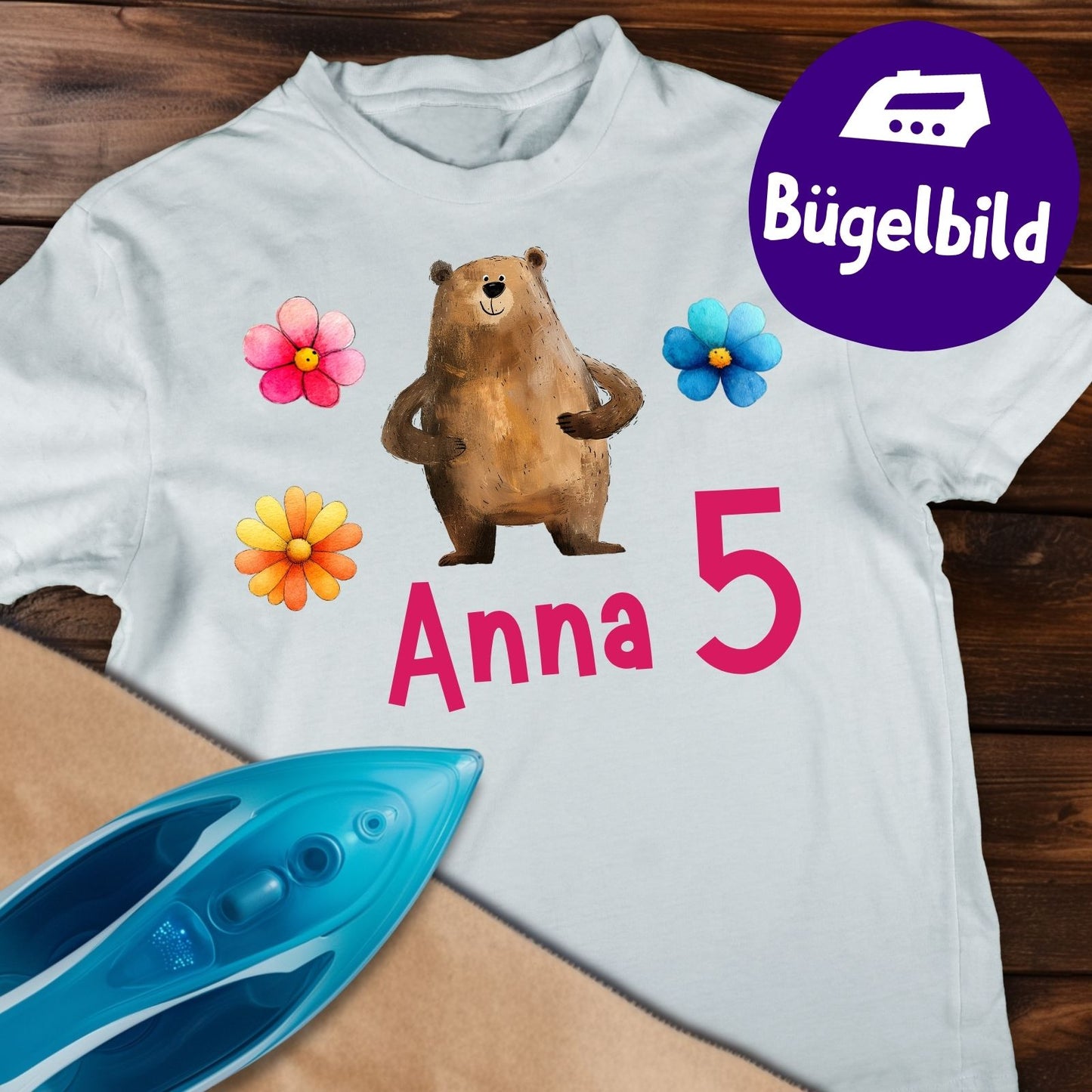 Personalisiertes Bär Bügelbild