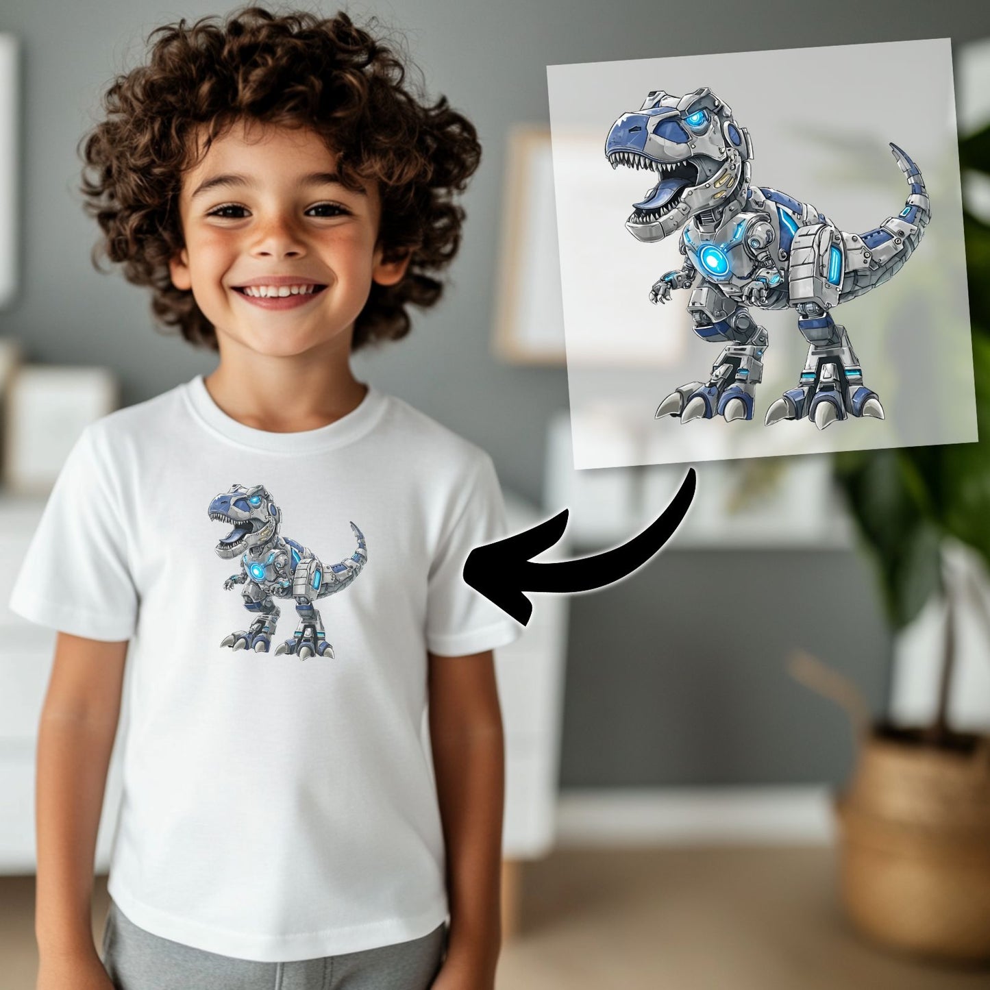 Cooler Roboter T-Rex Bügelbild