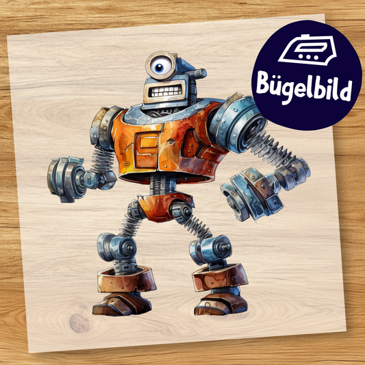 Lustiger Roboter Bügelbild