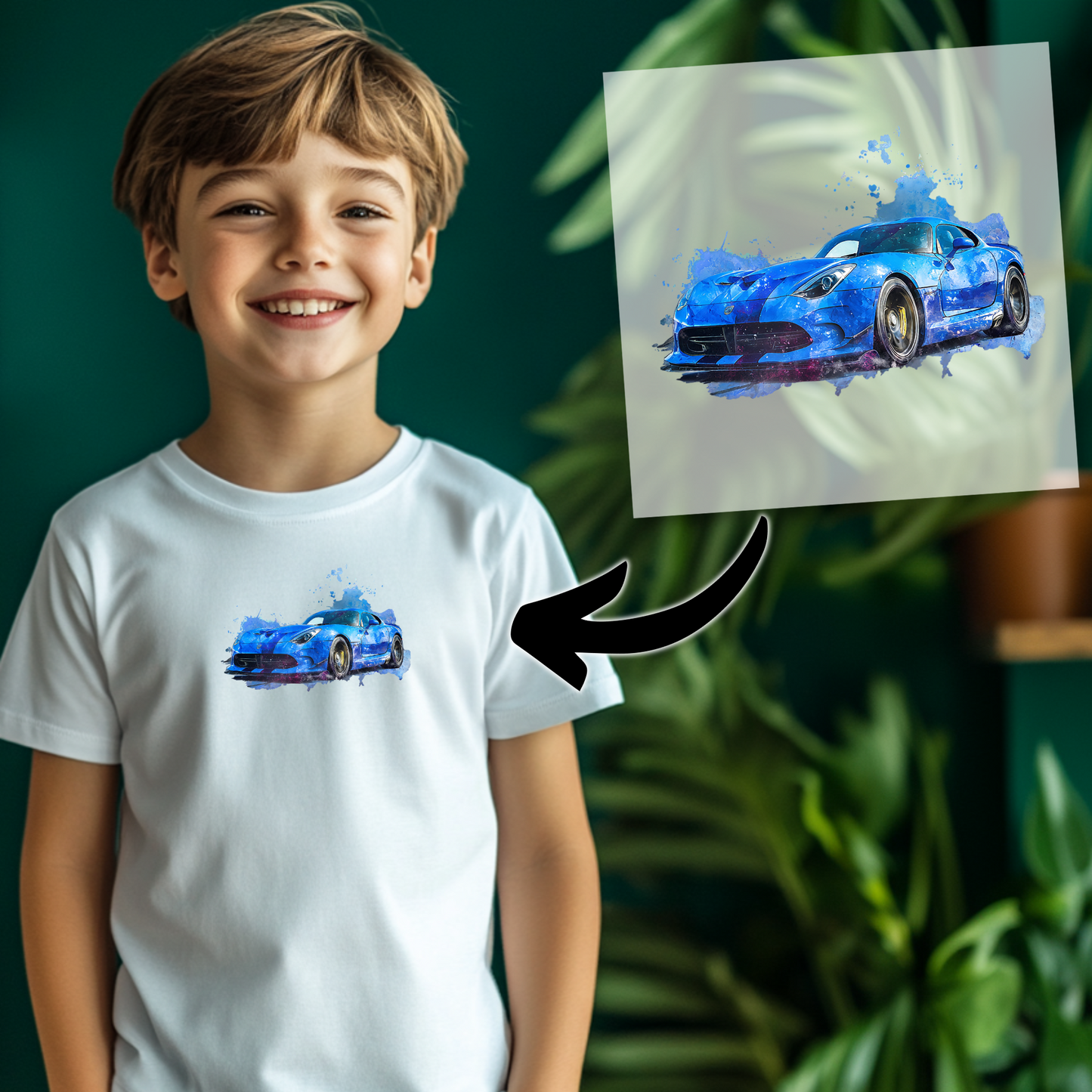Blauer Sportwagen Bügelbild