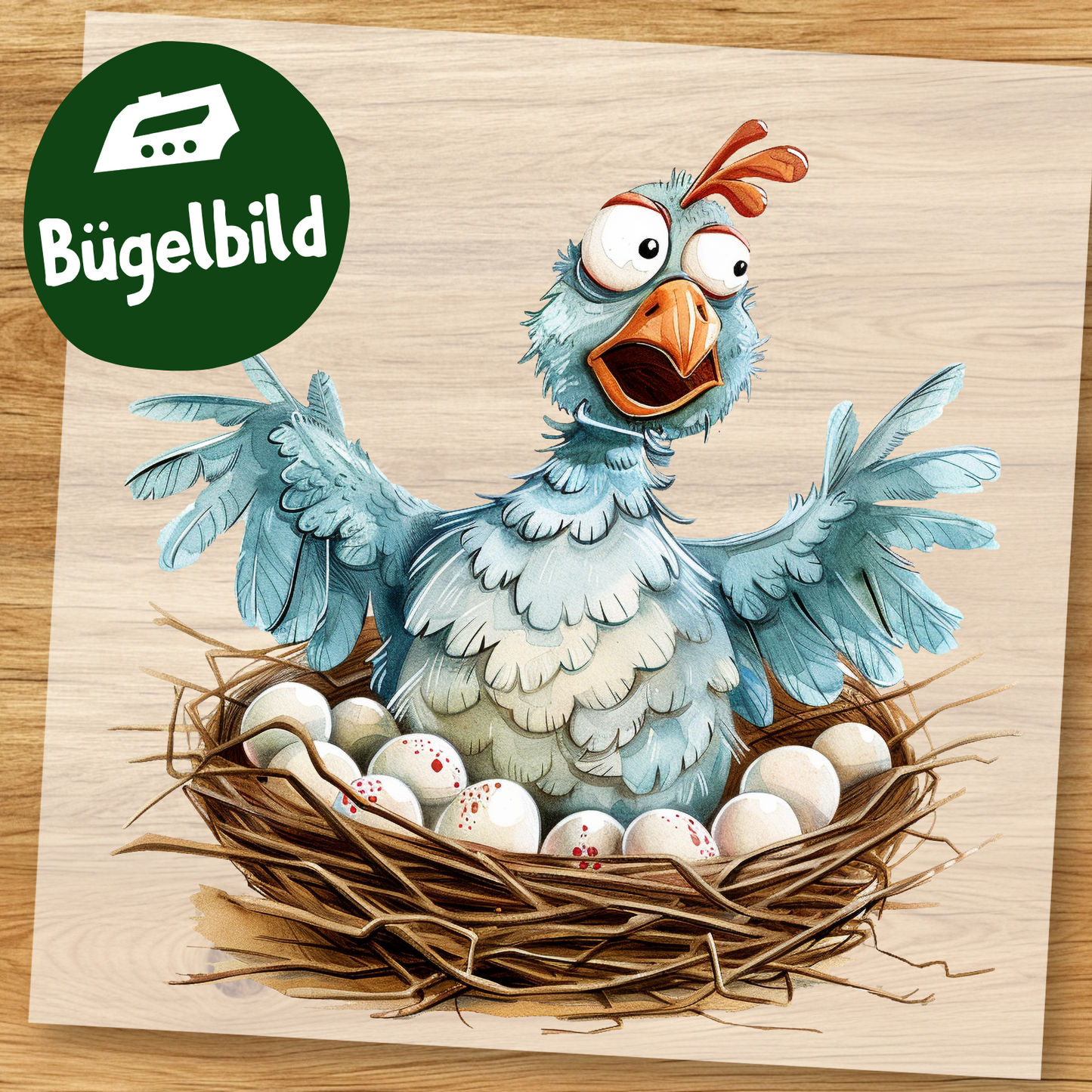 Lustiges Huhn Bügelbild