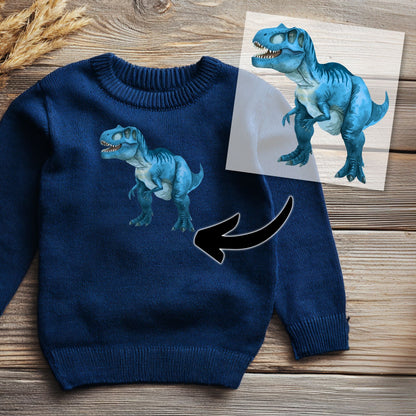 Cooler Blauer T-Rex Bügelbild