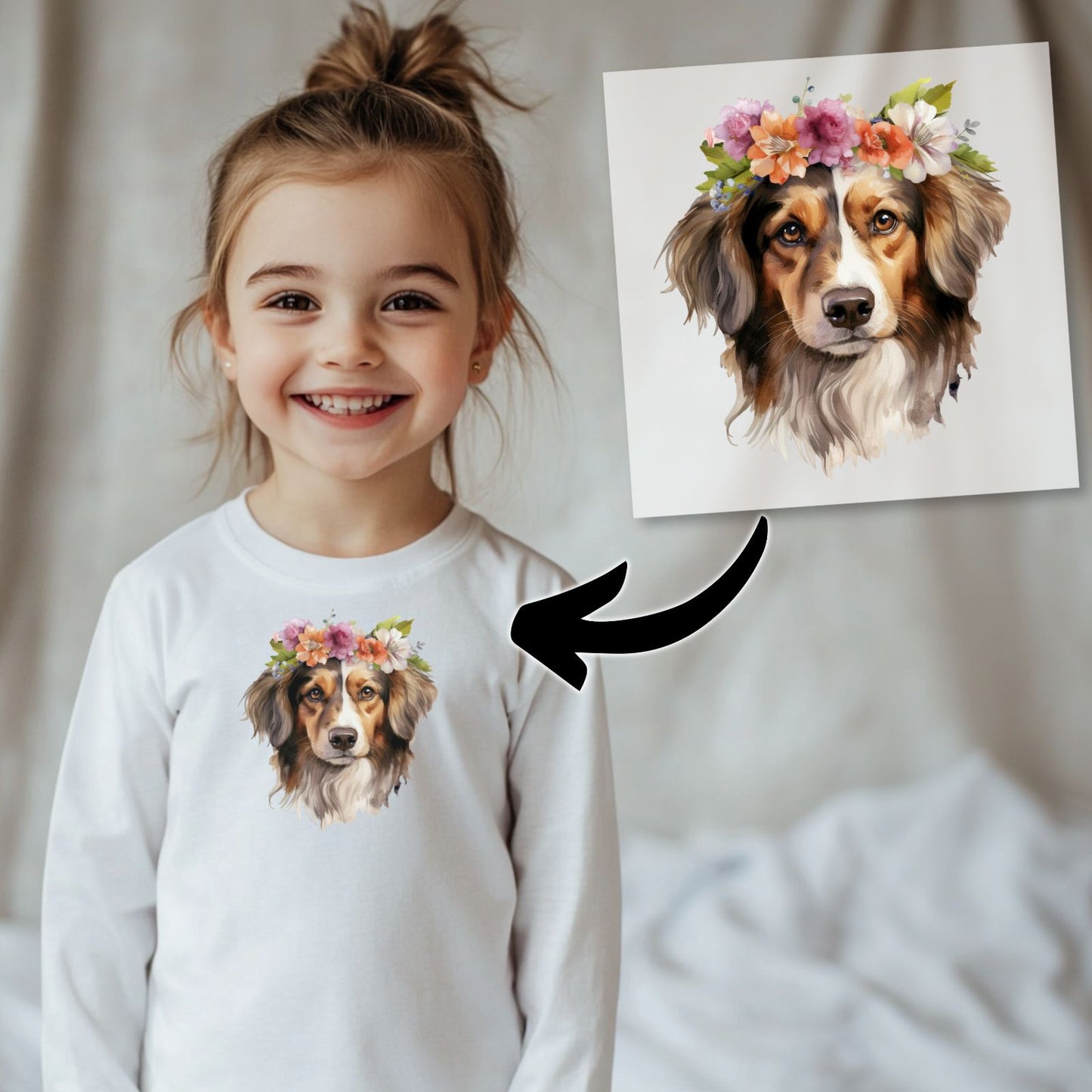 Bügelbild Blumenhund 5 Motive
