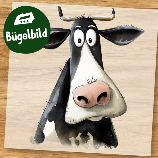 Lustige Kuh Bügelbild