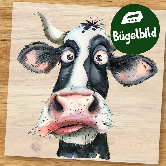 Witzige Kuh Bügelbild