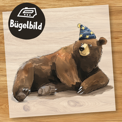 Schlafmütze Bär Bügelbild