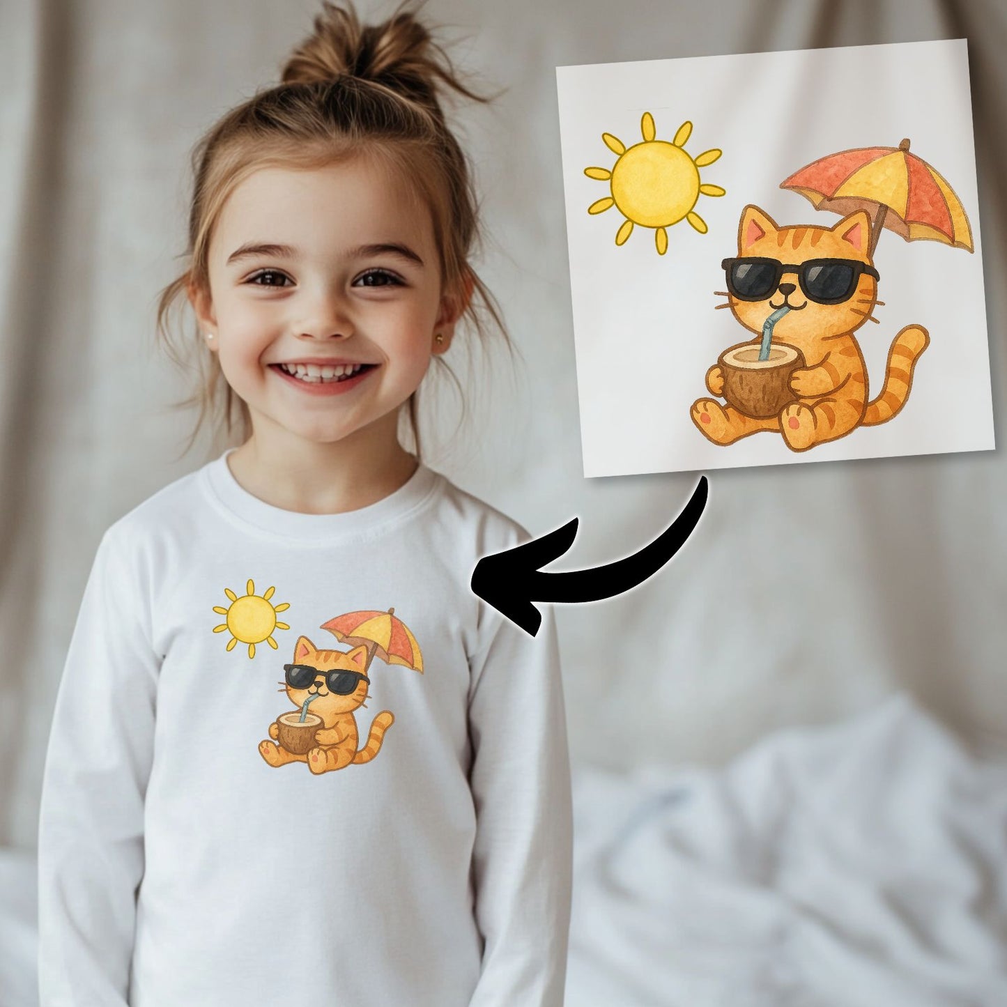 Sommer Katze Bügelbild