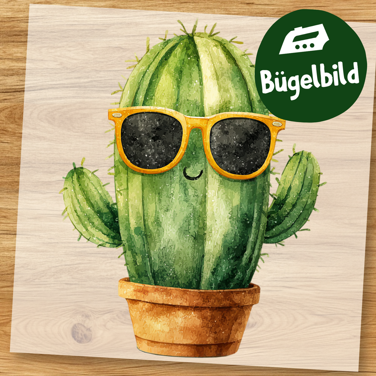 Cooler Kaktus Bügelbild