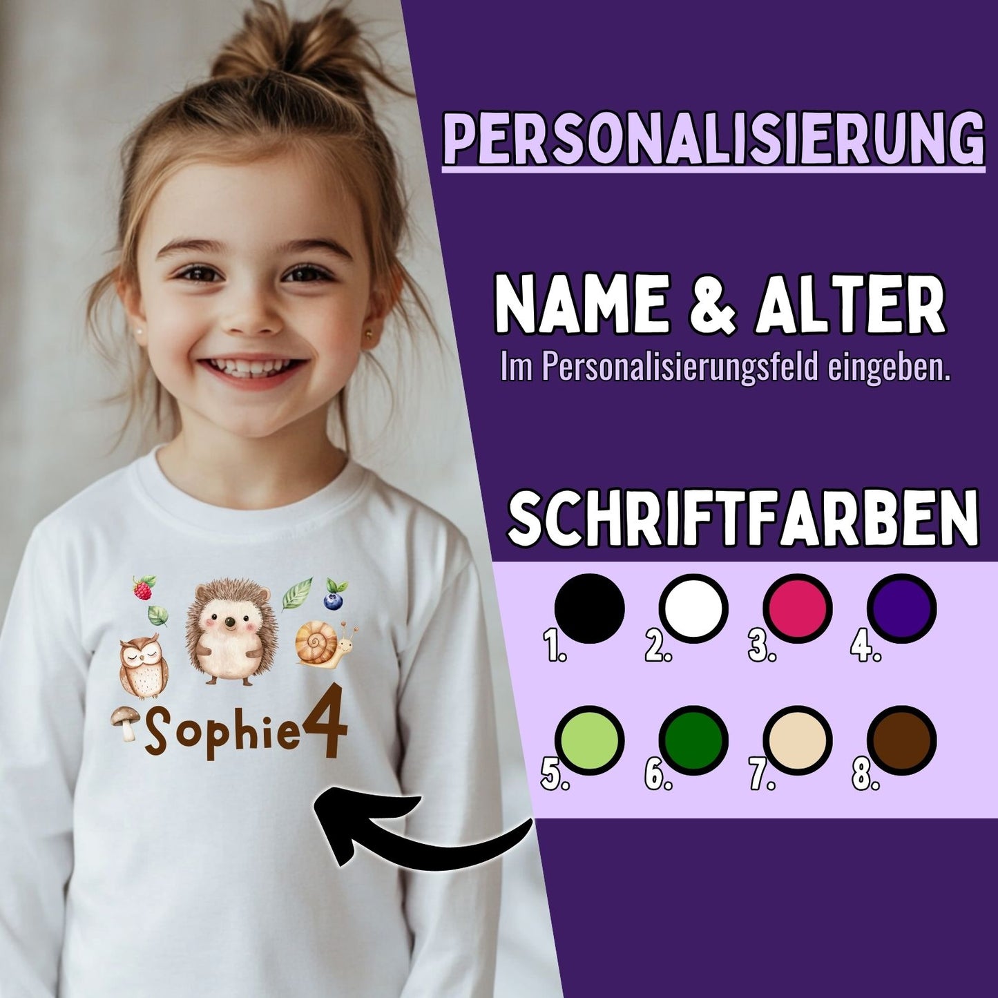 Personalisiertes Waldtier Bügelbild