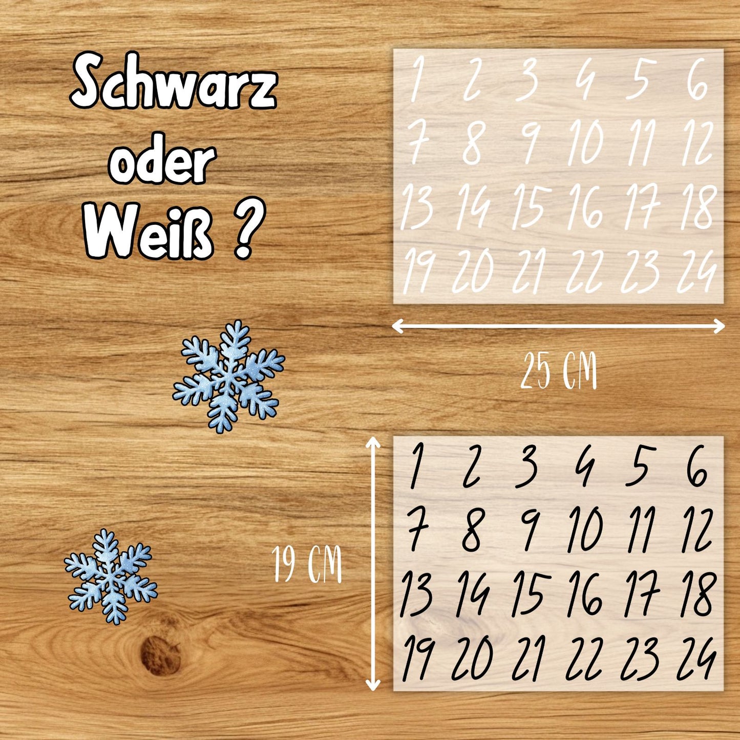 Bügelbilder Adventskalender Zahlen 1-24