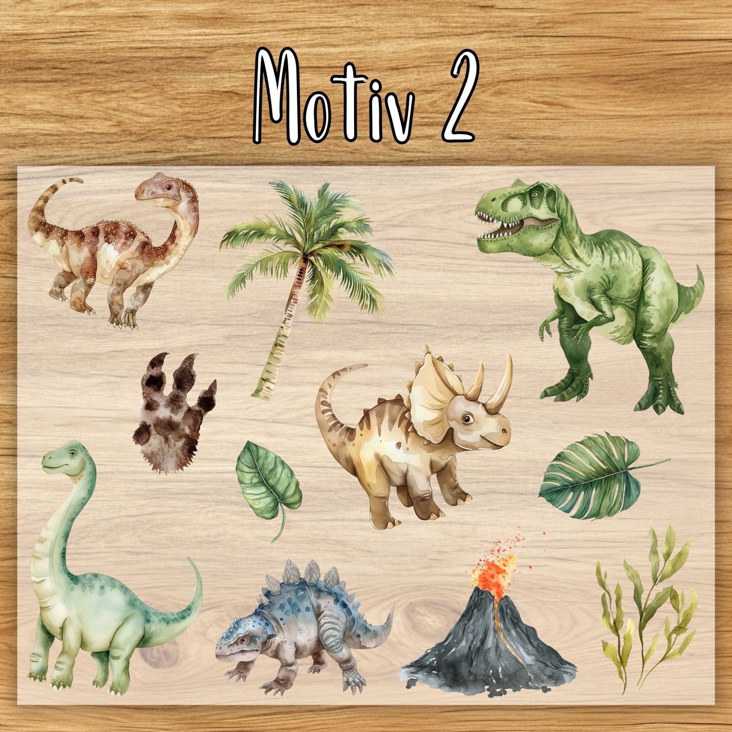Dinosaurier Spaß Bügelbilder, Wasserfarbe Dino Grafiken zum Aufbügeln