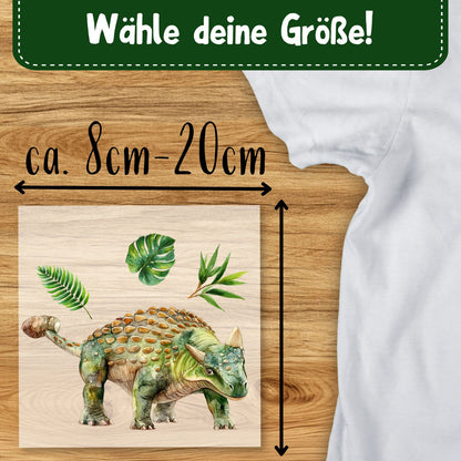 Ankylosaurier Bügelbild, Mit Dschungelblättern