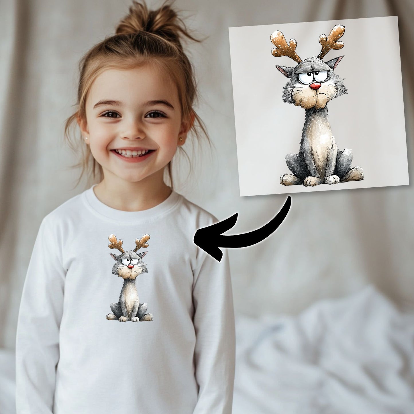 Weihnachtskatze Bügelbild