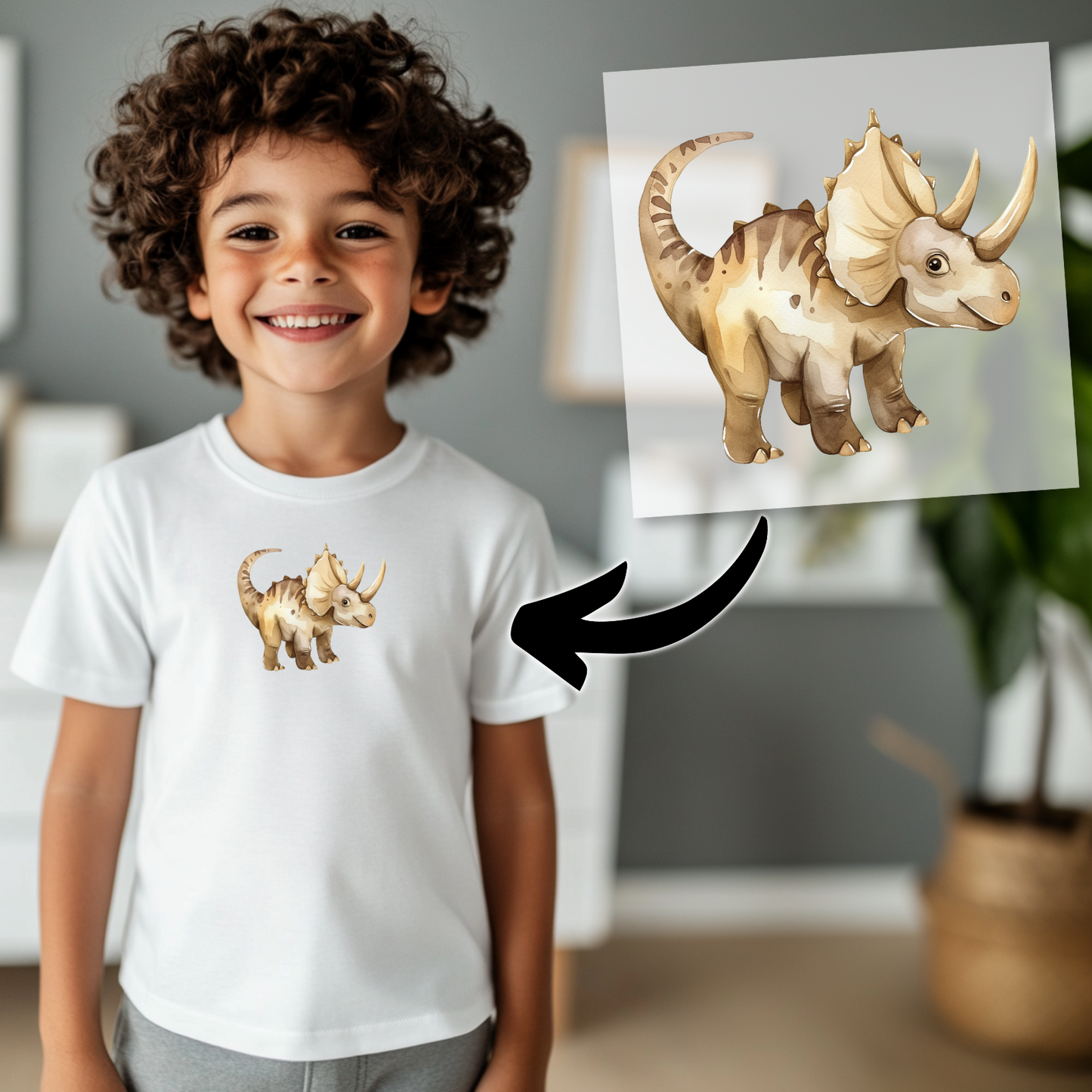 Süßer Triceratops Dinosaurier Bügelbild