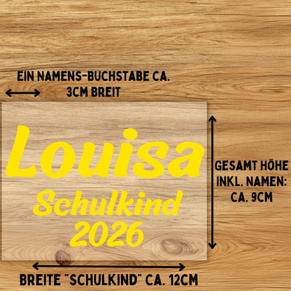 Schulkind 2026 mit Name, Personalisiertes Bügelbild