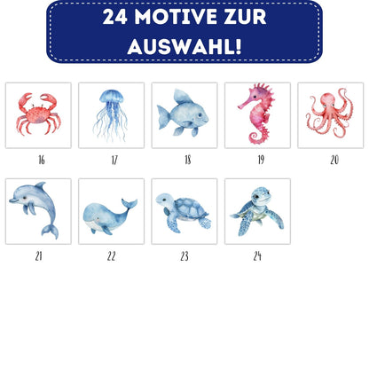 Wasserwelt Bügelbilder, Schwimmende Tiere Wasserfarbe Designs zum aufbügeln