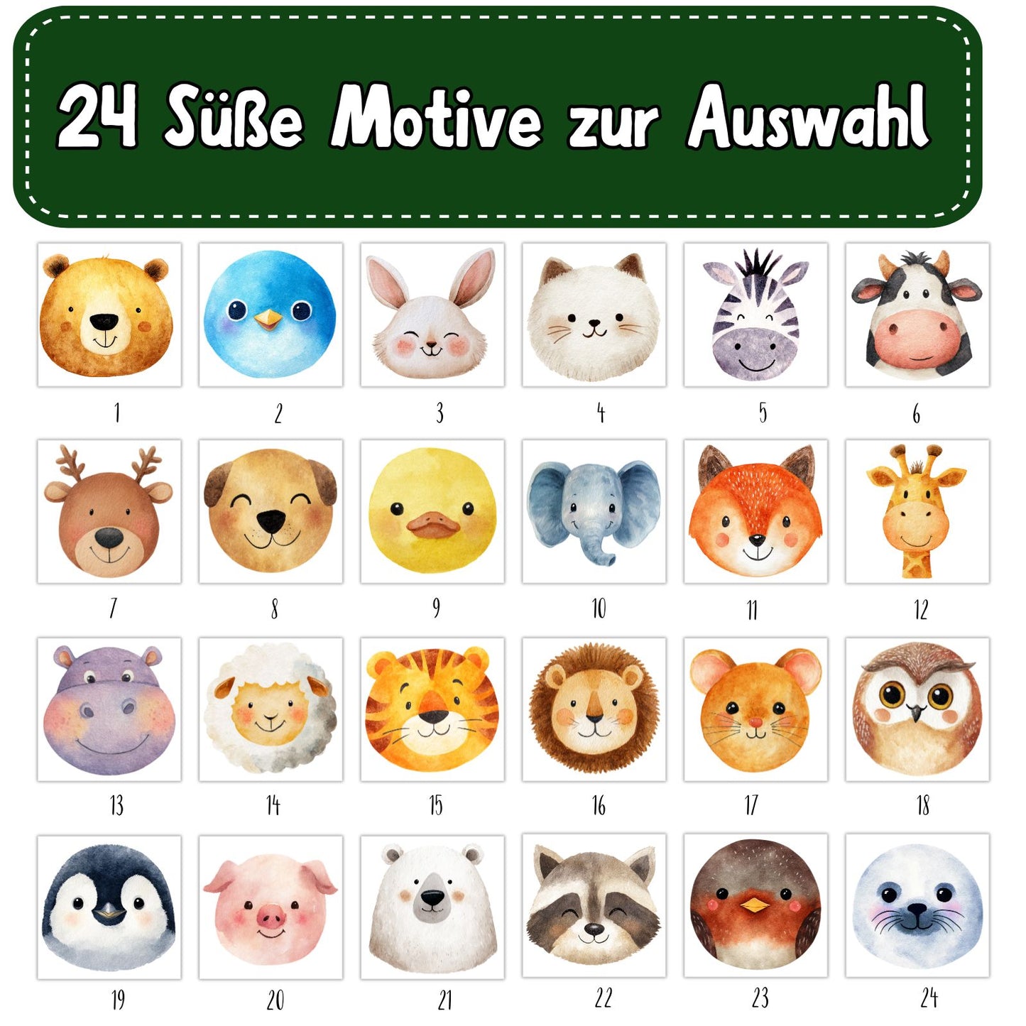 Süße Tiere Bügelbild 24 Motive