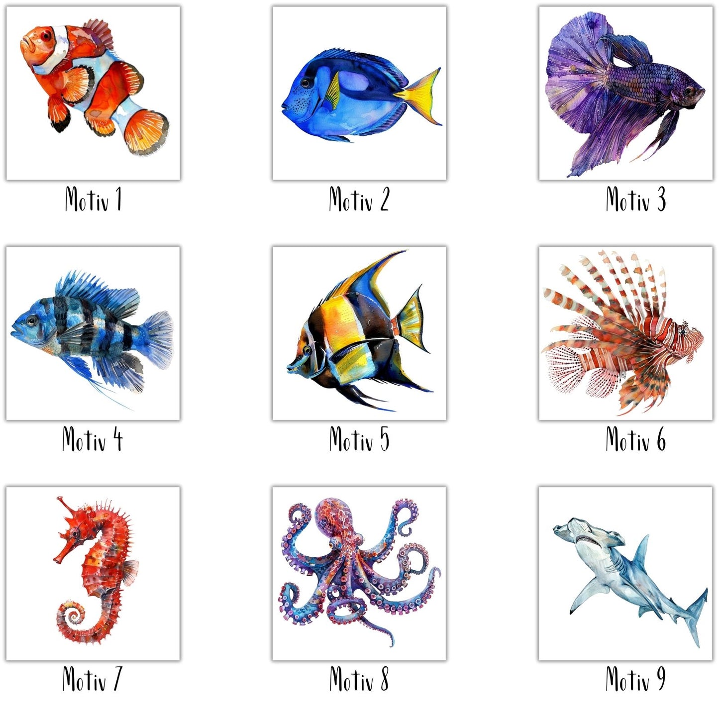 9 Tropische Fische Bügelbilder