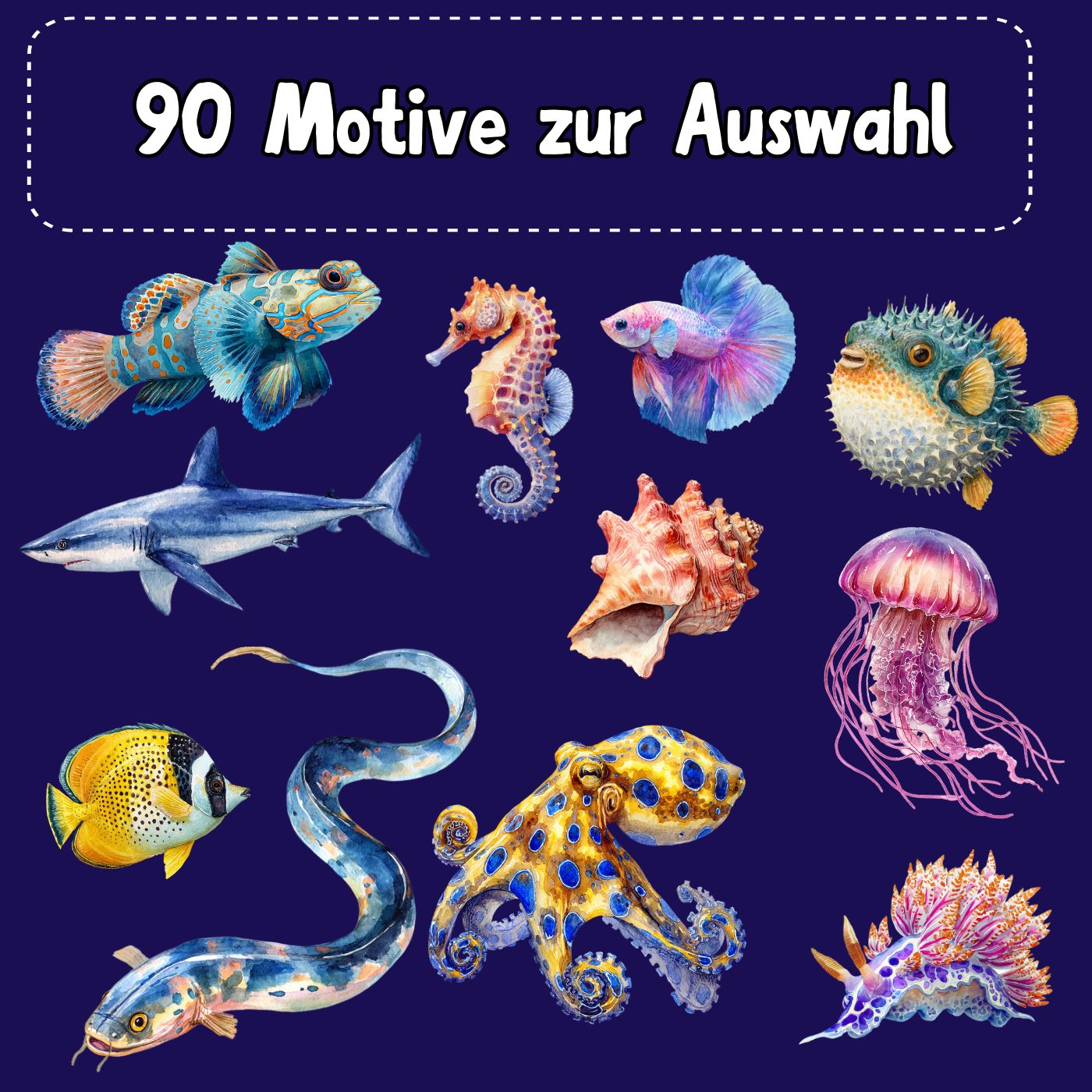 Sea Life Bügelbilder - 90 Motive Meerestiere