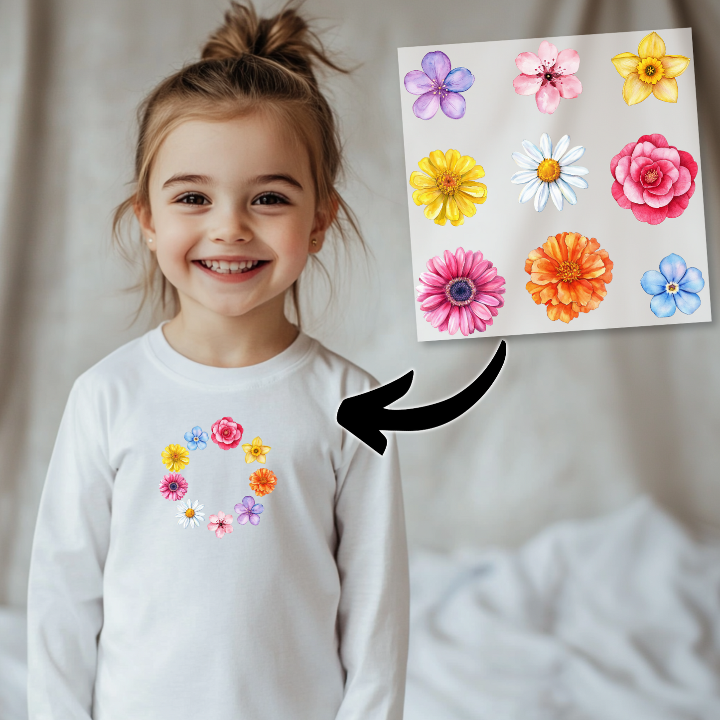 Bunte Blüten Bügelbild