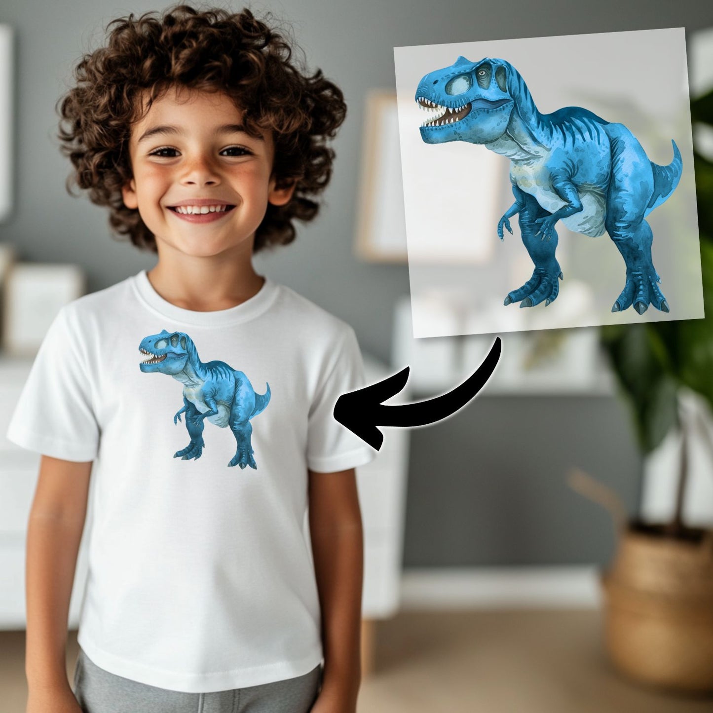 Cooler Blauer T-Rex Bügelbild