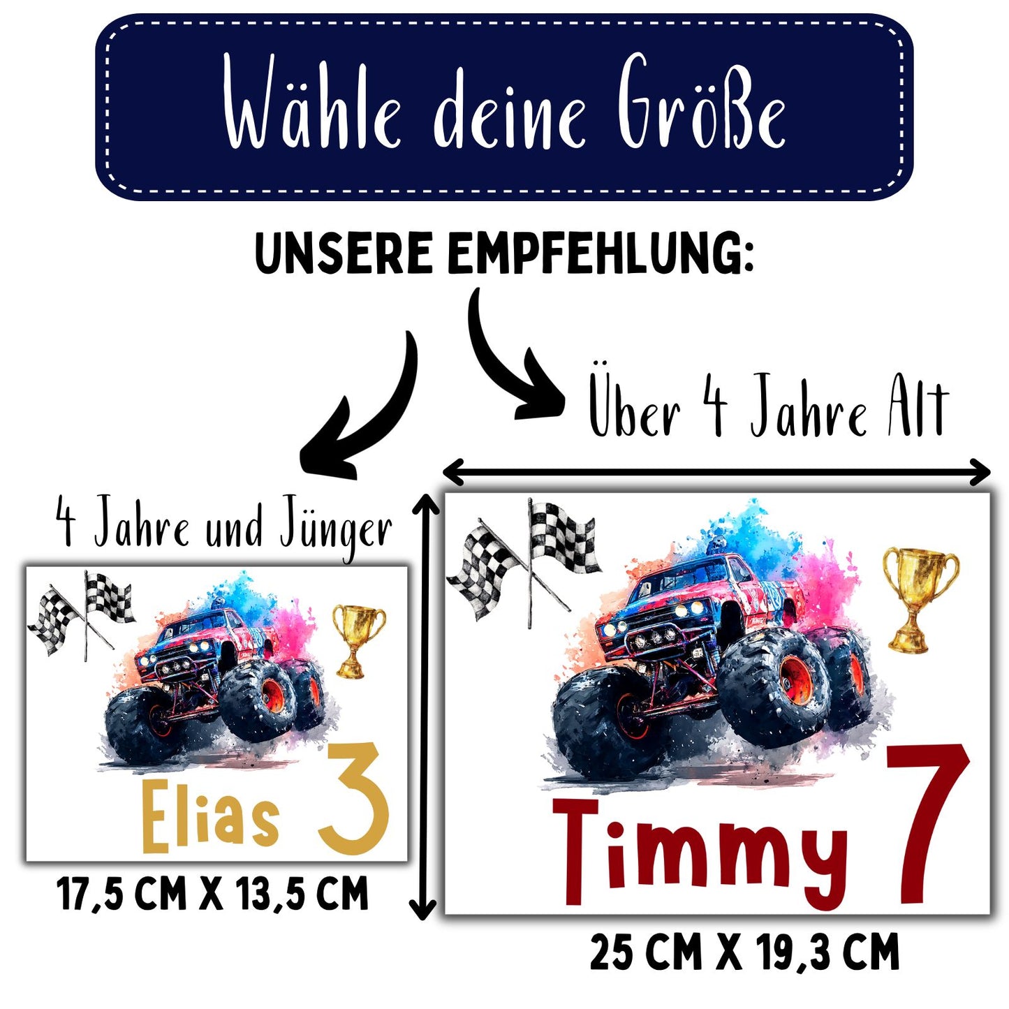 Monstertruck Bügelbild, Personalisiert