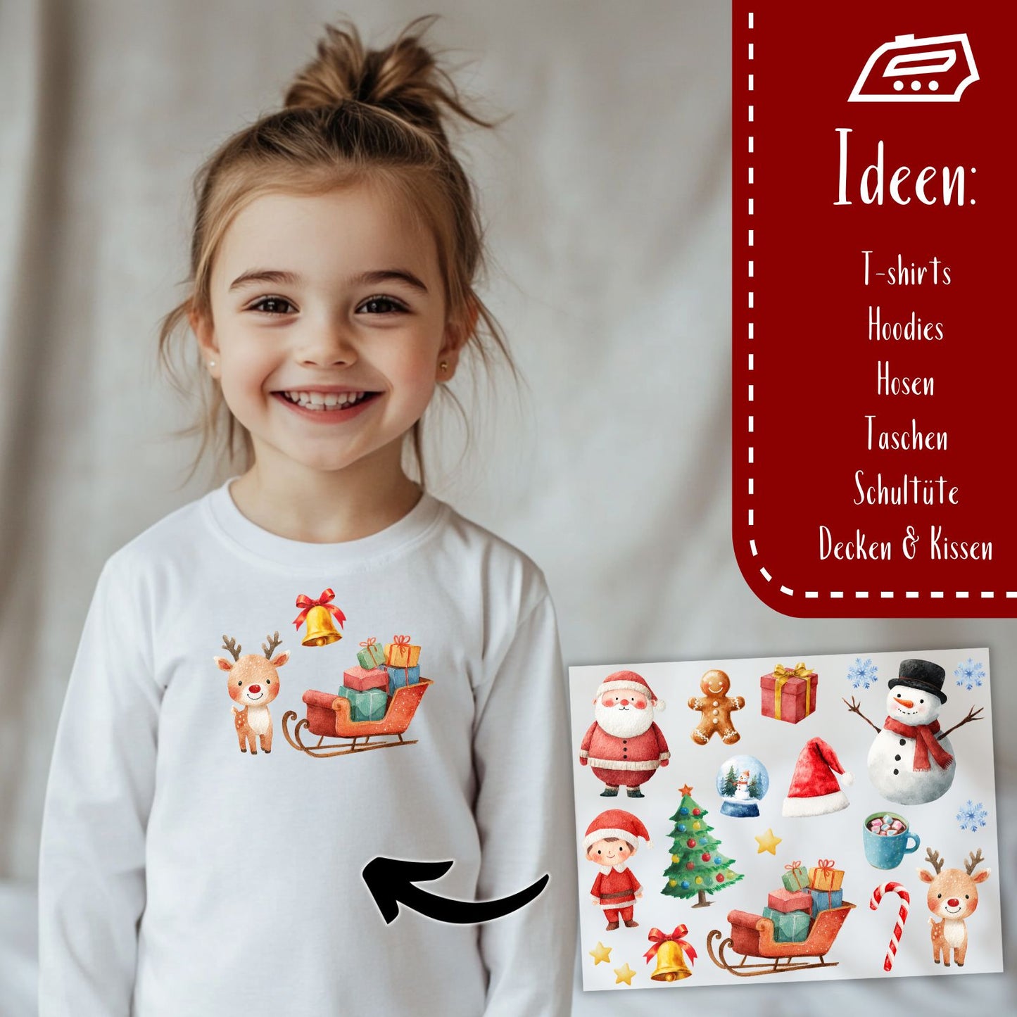 Bügelset Weihnachten, 13 Motive
