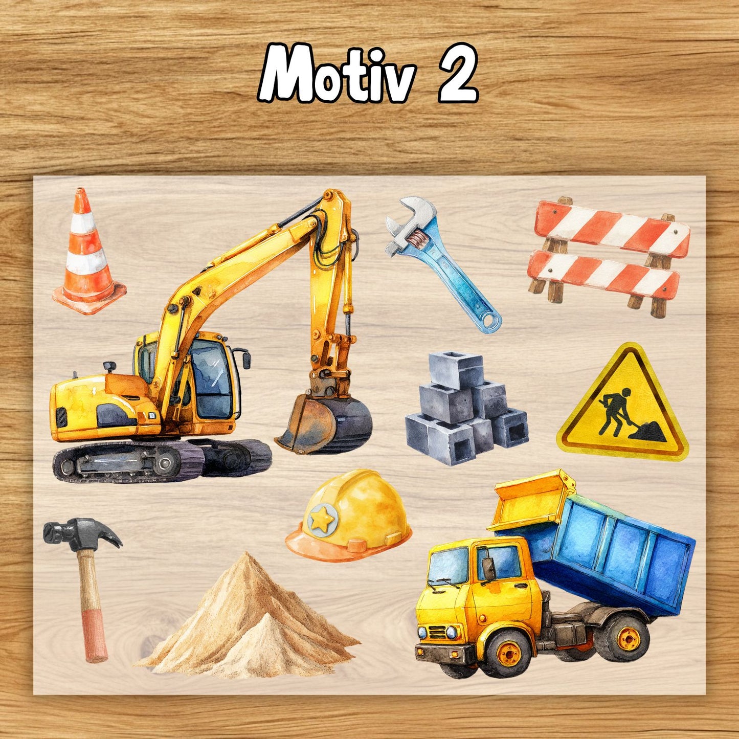 Baustelle Bügelbild Set, Kinder Bagger Aufbügler