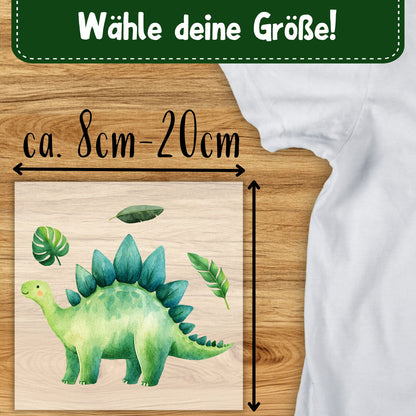 Baby Dino Bügelbild, Mit Dschungelblättern
