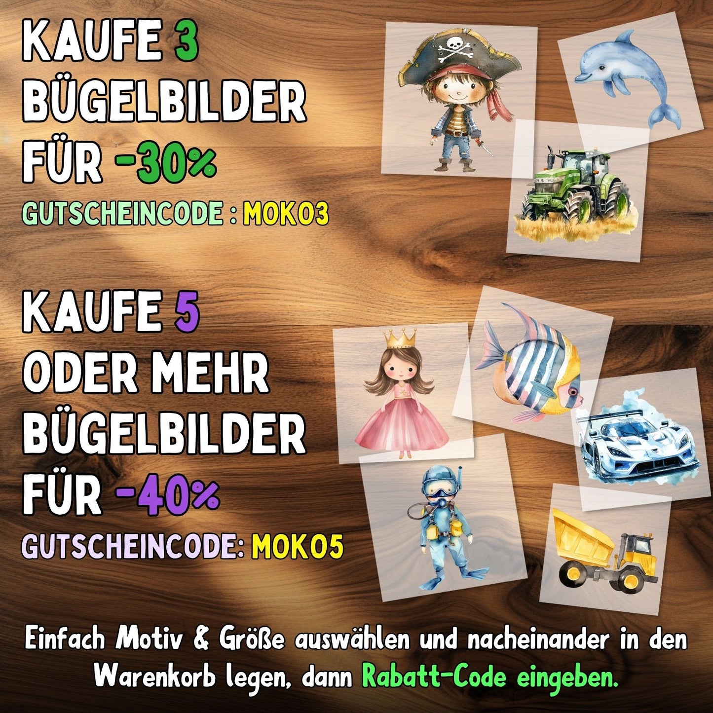Wasserwelt Bügelbilder, Schwimmende Tiere Wasserfarbe Designs zum aufbügeln