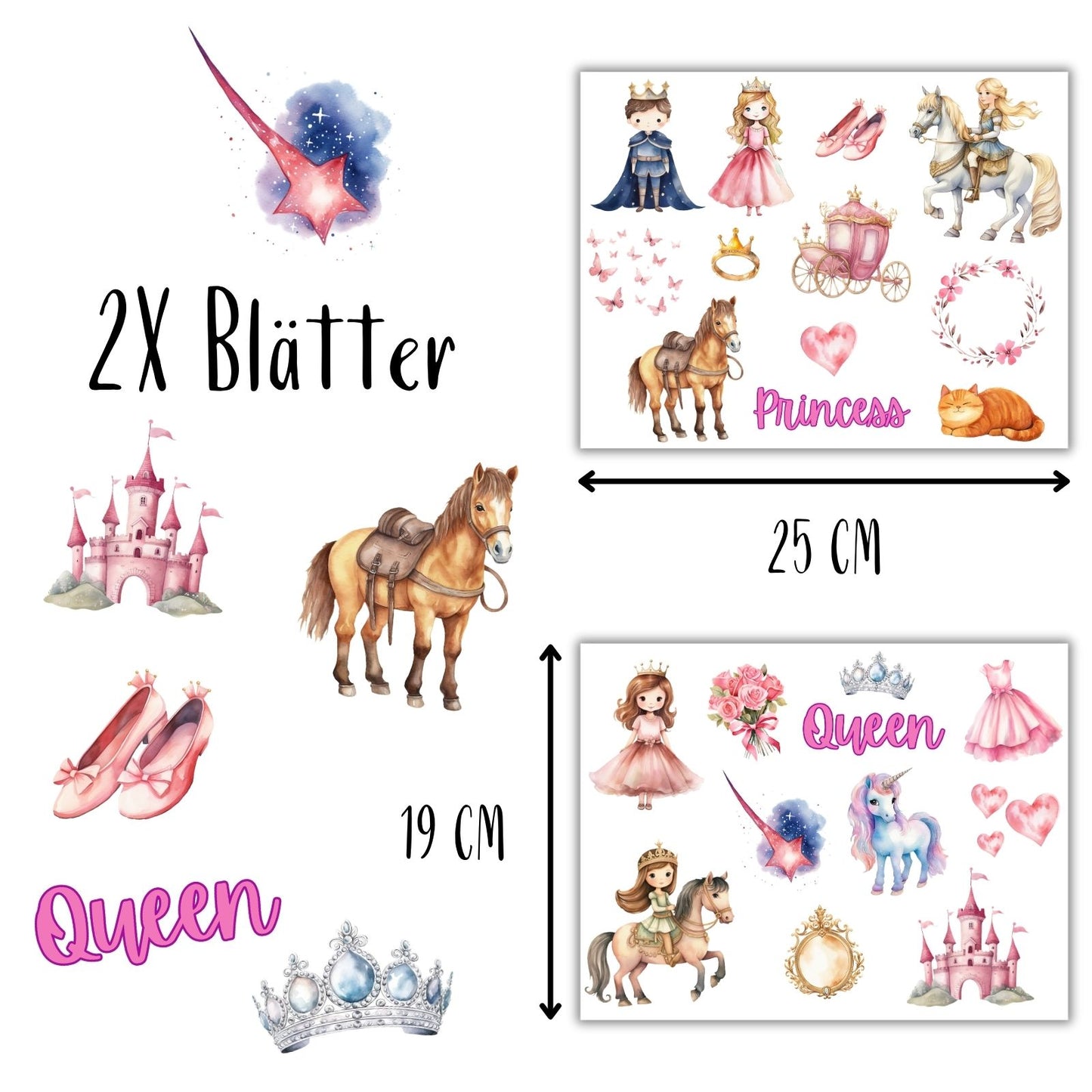 Prinzessin Bügelbilder 2er Set