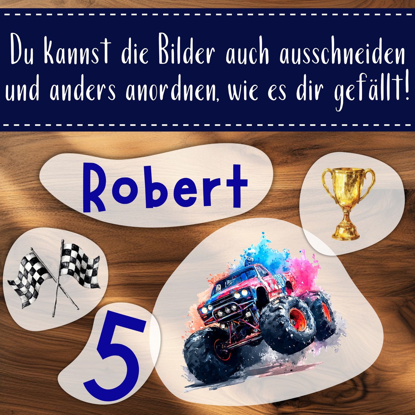 Monstertruck Bügelbild, Personalisiert