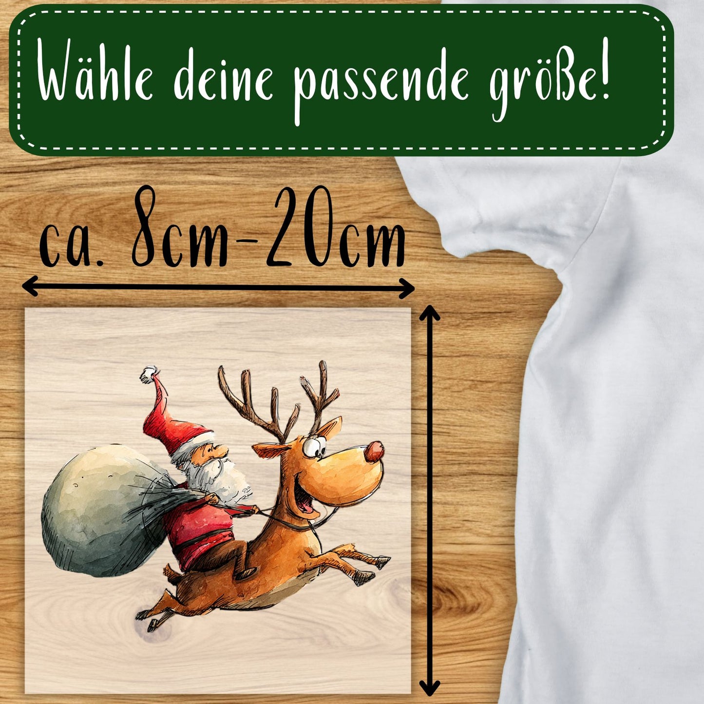 Bügelbild Weihnachtsmann & Rentier
