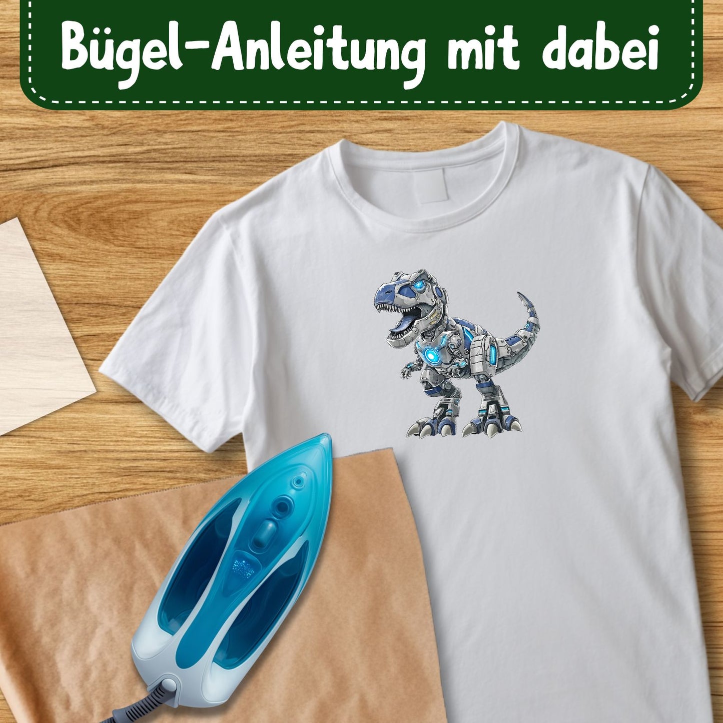 Cooler Roboter T-Rex Bügelbild