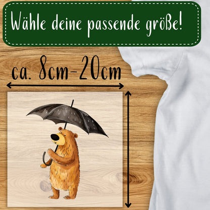 Bär mit Regenschirm Bügelbild