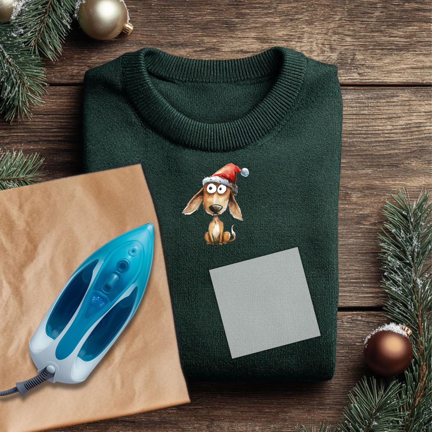 Bügelbild Weihnachtshund